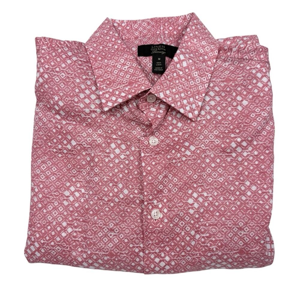 Club Room Linen  Geometric Button Down Shirt NWOT